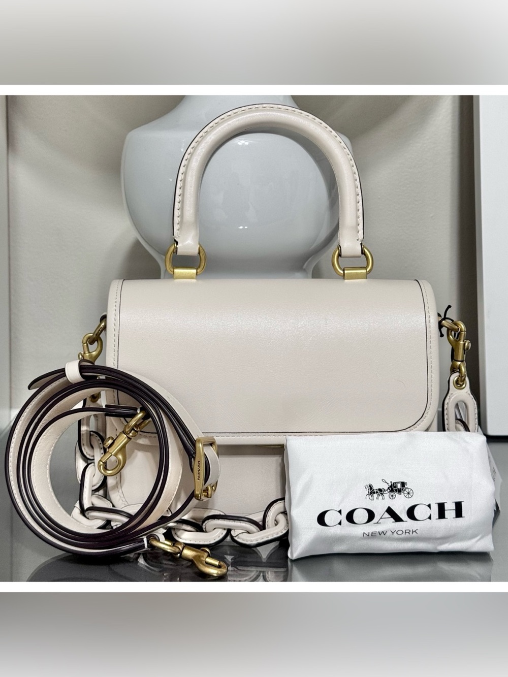 COACH Rogue Top Handle Satchel Bag, CHALK - Picture 2 of 10